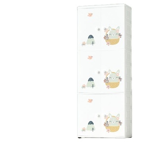 Armario de ropa <span class=keywords><strong>infantil</strong></span> de 3 niveles <span class=keywords><strong>con</strong></span> estampado animal, diseño colgante, estantería de plástico <span class=keywords><strong>con</strong></span> ruedas y <span class=keywords><strong>cajones</strong></span> para armario de niños - Product Image 2