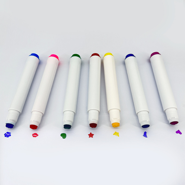 Customized Your Own Assorted Different Shape Heart Star Stampers Dot Stamp Markers 7 Colour Pens Painting Toys for Kids