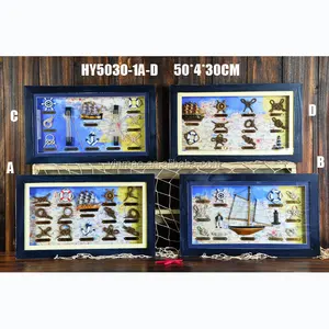 Nautische Hand Knoop Frame, 4 Sets 50X30X4Cm, marine Zeilen Knoop Decoratieve Muur Board, Shadow Box