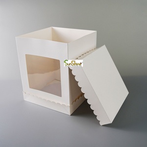 Sunshine Custom Design Tall Handle Paper Cake Cupcake Box with Window Matt Lamination Folders for <b>Wedding</b> Delivery Gift Packing - Product Image 1