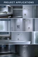 Ensemble de mitigeur de douche encastré en acier inoxydable SUS316, finition nickel brossé, avec pommeau de douche pluie et douchette murale pour hôtel