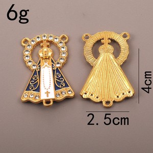 Themed Pendant Zinc Alloy Gold Cross Shape 4cm X 2.5cm Bezel Setting Unisex for DIY Rosary <b>Necklace</b> Accessories - Product Image 1