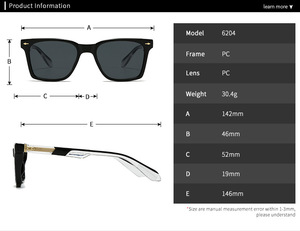 MS CP6024 Ins Gafas de sol con estilo Durable Square Men PC Marcos Moda Gafas de sol <span class=keywords><strong>maduras</strong></span> Logotipo popular Gafas personalizadas - Product Image 5