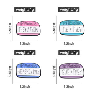 Meine Pronomen Sie Sie Er Sie Emaille Pins Regenbogenst reifen Dialog Box Brosche Großhandel Anstecknadel für Rucksack Kleidung Kragen Abzeichen - Product Image 6
