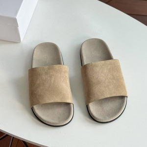 Men's Old Money Style Suede Slides Minimalist Luxury Flat Sandals Soft Non-Slip Casual <b>Slippers</b> for Everyday Wear - Product Image 1