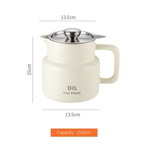 Pot à huile en céramique <span class=keywords><strong>Metka</strong></span> 1500 ml avec filtre en acier inoxydable 304, poignée confortable, compatible lave-vaisselle et micro-ondes - Product Image 6