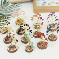 Ensemble d'arbres de vie en cristal sur base en bois, décorations pour le bureau et la maison, emballage en boîte en papier, vente en gros