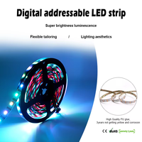Bande LED flexible en cuivre SPI DC12V avec IC intégré WS2818, 30/60/144 LED/M, RGB, double signal, adressable indépendamment, IP65, contrôle Wi-Fi