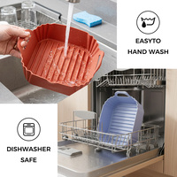 Pot en silicone de qualité alimentaire pour friteuse à air, avec poignées courtes, antiadhésif, résistant à la chaleur, doublure carrée pour friteuse à air, plat de cuisson réutilisable pour XL