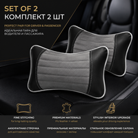 Coussin de Voyage Ergonomique Luxfit Monaco en Mousse à Mémoire de Forme, Lot de 2, en Cuir PU et Velours, pour Appuie-tête de Voiture, avec Ventilation et Soutien