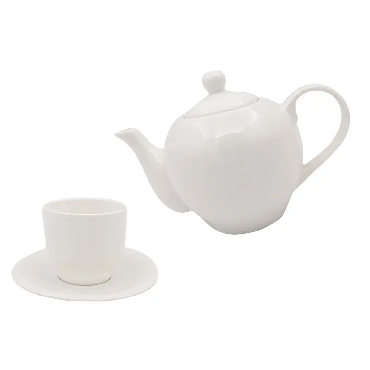 6個の優れた品質の良い販売純白シンプルなデザイン磁器茶セット旅行用