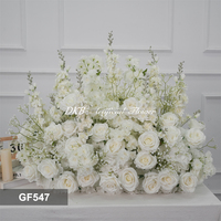 DKB Meilleures ventes : Chemin de fleurs artificielles en soie blanche (roses, delphiniums, orchidées) écologiques pour allée de mariage, remise de diplôme, Pâques