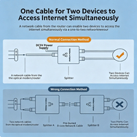 Répartiteur Ethernet Gigabit POE 1 entrée 2 sorties, commutateurs réseau 1000 Mbps, diviseur de port LAN RJ45 pour équipement de bureau à domicile