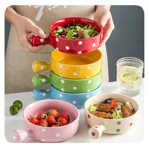 Tigela de Cerâmica com Cabo de 6 Polegadas para Micro-ondas, Assadeira para Pizza, Prato para Dim Sum, Frutas, Iogurte, Sopa, Macarrão e Salada - Product Image 1