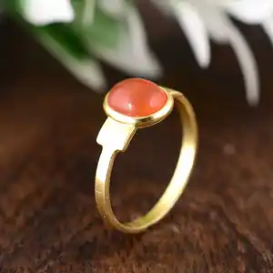 南紫禁城红色中国红高档女士可调开口椭圆形蛋面造型戒指时尚