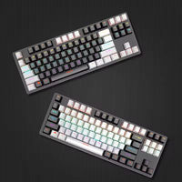 LEAVEN K550 87-Key Blue Axis Mechanical Gaming Keyboard New Design with Hot Swappable DIY Keycaps Black & White