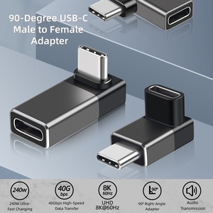 อะแดปเตอร์มุม USB-C 90 องศา 2 แพ็ค 40Gbps USB4 Thunderbolt PD3.1 240W DC Output อลูมิเนียมอัลลอยด์ <span class=keywords><strong>OTP</strong></span> สำหรับสตีมเด็คแล็ปท็อป - Product Image 3
