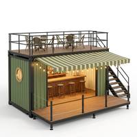 20ft Lüks Çift Katlı Konteyner Bar Prefabrik Modüler Ticari Konteyner Kiosk Çatı Katlı