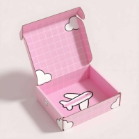 Boîtes d'emballage personnalisées, boîte à courrier en papier rose nuage et carton d'expédition, design de dessin animé, boîte à courrier personnalisée de haute qualité pour le transport