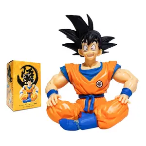 11cm PVC Son Goku Super Saiyan Anime Figure Hot Dragon Sitting Position Kid Toy Collection Model Animation Source from Japan