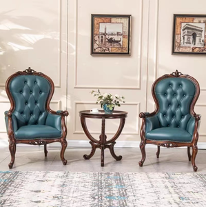 Sillón Chaise Longue de Madera Maciza y Cuero de Estilo Clásico y Lujoso para Sala de Estar o Estudio GML51-GML59 - Product Image 3