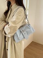 Sac à bandoulière élégant HAOXUAN vintage avec boucle de ceinture, style automne pour femme, fermeture éclair, durable, polyvalent, sac à main tendance