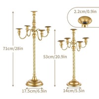 Centre de table de luxe moderne pour mariage, fête, décoration de la maison, bougeoir en métal à 5 bras en spirale doré/blanc
