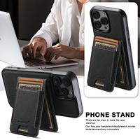 SUTENI untuk iPhone 18 Pro Max Casing Ponsel Pengisi Daya Nirkabel Magnetik Pita Elastis Tempat Kartu Penyangga Kulit Imitasi 17 16 Plus 15 14 13