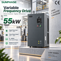 Sunphase 55KW 3 Fasa 380V - 480V AC Drive VFD Penggerak Frekuensi Industri Motor Kompresor 0 - 600Hz Bersertifikasi CE IP20 / IP65