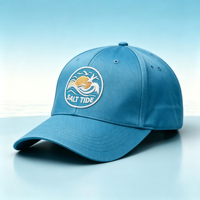 Gorra de Béisbol Bordada con Parche Redondo Estilo Costero de 6 Paneles, Personalizada OEM, Unisex, para Viajes, Campamento, Playa, Protección Solar