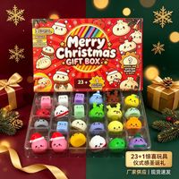 Calendrier de l'Avent de Noël de haute qualité du Guangdong, boîte mystère avec jouets TPR Squishy anti-stress à presser, idéal pour un cadeau de Noël