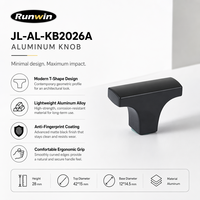 Poignée en T en aluminium noir mat OEM Factory 2026 Runwin, installation facile pour armoires, bureaux, chambres, cuisines, salles de bain