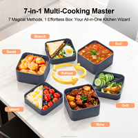 Boîte de cuisson magique pour micro-ondes, cuiseur vapeur 7-en-1 pour cuisson rapide de riz chinois, œufs, viande, légumes, soupes