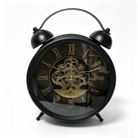ARMENS Horloge de bureau rétro de style américain, silencieuse et sans bruit, parfaite pour la décoration de la chambre à coucher, du bureau et du salon