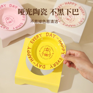 Comedero Elevado Cuadrado de Cerámica para Gatos, Plato Antideslizante con Soporte para Cachorros, Tazón para Comida y Agua con Protección para el Cuello - Product Image 3