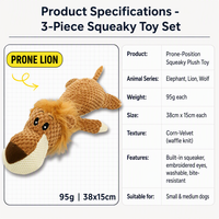 Jouets couineurs pour chiens Lion Éléphant en peluche, jouet à mâcher indestructible, animaux en peluche durables pour mâcheurs agressifs, nettoyage des dents, chiot