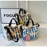 Sac fourre-tout en toile imprimé lettres artistiques, sac à bandoulière motif tournesol, grande capacité, sac de courses réutilisable, logo personnalisé, vente en gros OEM
