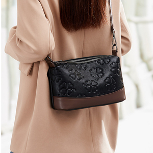 Sac à bandoulière ZENOS élégant en cuir véritable avec texture cuir, design tendance à motif floral, sac de transport sous le bras pour les trajets quotidiens - Product Image 3