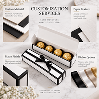 Emballage cadeau en chocolat quatre pièces, ruban noir, nœud, carton personnalisé imprimé, couvercle à charnière, boîte pliante