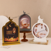 Nouvelle lampe de nuit LED 2026, décoration de table en bois, Eid Mubarak, Ramadan, lampe lune étoile, lanterne