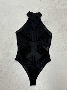 Combinaison sexy pour femme à imprimé floqué et découpes – Combinaison de clubwear cyber-mécanique à découpes pour femme - Product Image 2