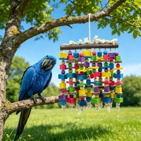Jouet à mâcher pour perroquet, robuste et facile à nettoyer, blocs de bois comestibles aux couleurs naturelles vives, grand accessoire de cage pour oiseaux