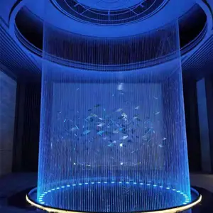 Fonte de água de jardim personalizada com luz LED cortina de chuva em queda de parede
