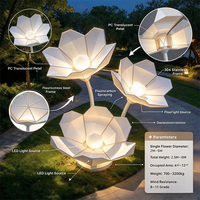 Sculpture de paysage géométrique en acier inoxydable avec fleurs LED, éclairage RGB, indice de protection IP65, télécommande pour la décoration de jardins et de parcs en extérieur