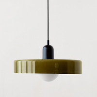 Lustre en verre vert vintage mi-âge Design Bauhaus moderne simple pour salle à manger et chambre à coucher Lampes suspendues à usage domestique