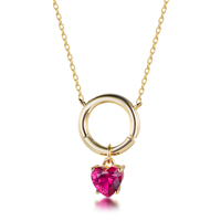 Colliers pendentifs Cœur Raffiné Kirin, plaqués or, zircon, argent 925, avec breloque rubis interchangeable, OEM ODM