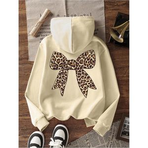 Girl's Leopard <b>Bow</b> Hoodie Long Sleeve Casual Sweatshirt Pullover Tops Cute Clothes - Product Image 5