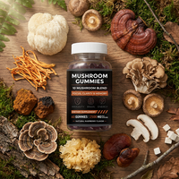 Gomitas con Mezcla de 10 Hongos, 2500mg, Suplemento para Mejorar la Concentración, la Memoria, la Claridad Mental, Reforzar la Inmunidad y Aumentar la Energía Natural, Sabor Frambuesa