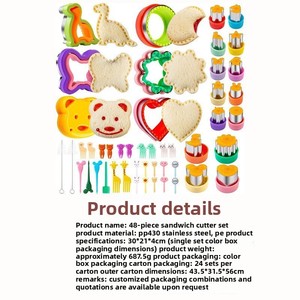 Juego de 48 Moldes para Galletas y Pan de Plástico PP y Acero Inoxidable 430, Cortador de Frutas y Sándwiches, ConSure - Product Image 5