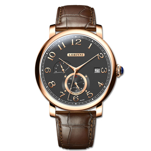 Montre-bracelet classique multifonctionnelle pour homme LOBINNI en cuir véritable, étanche, avec aiguilles, style Shanghai, élégante - Product Image 1